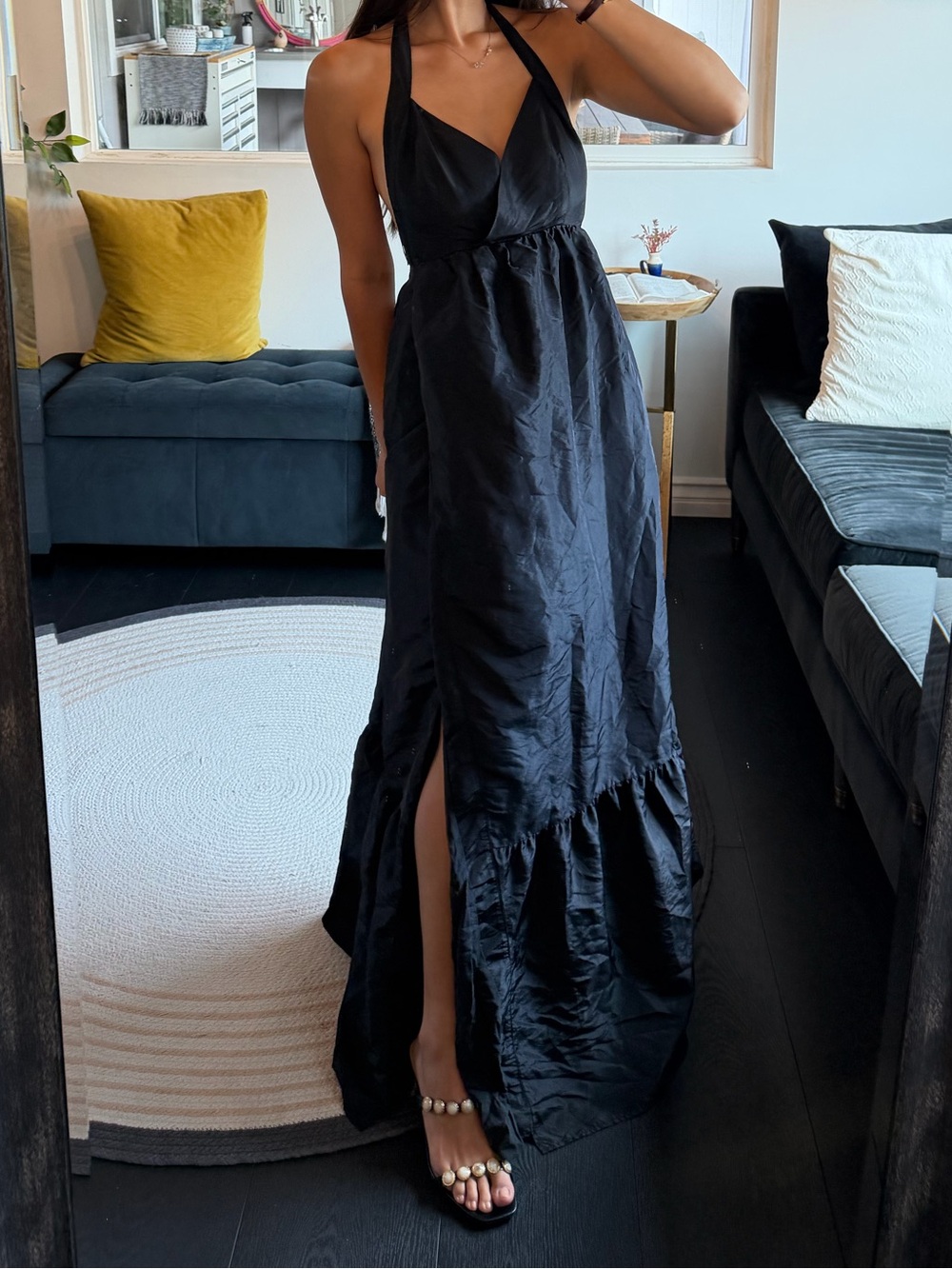 NWOT Free People Black Halter Backless Maxi Dress (S) - Picture 3 of 6